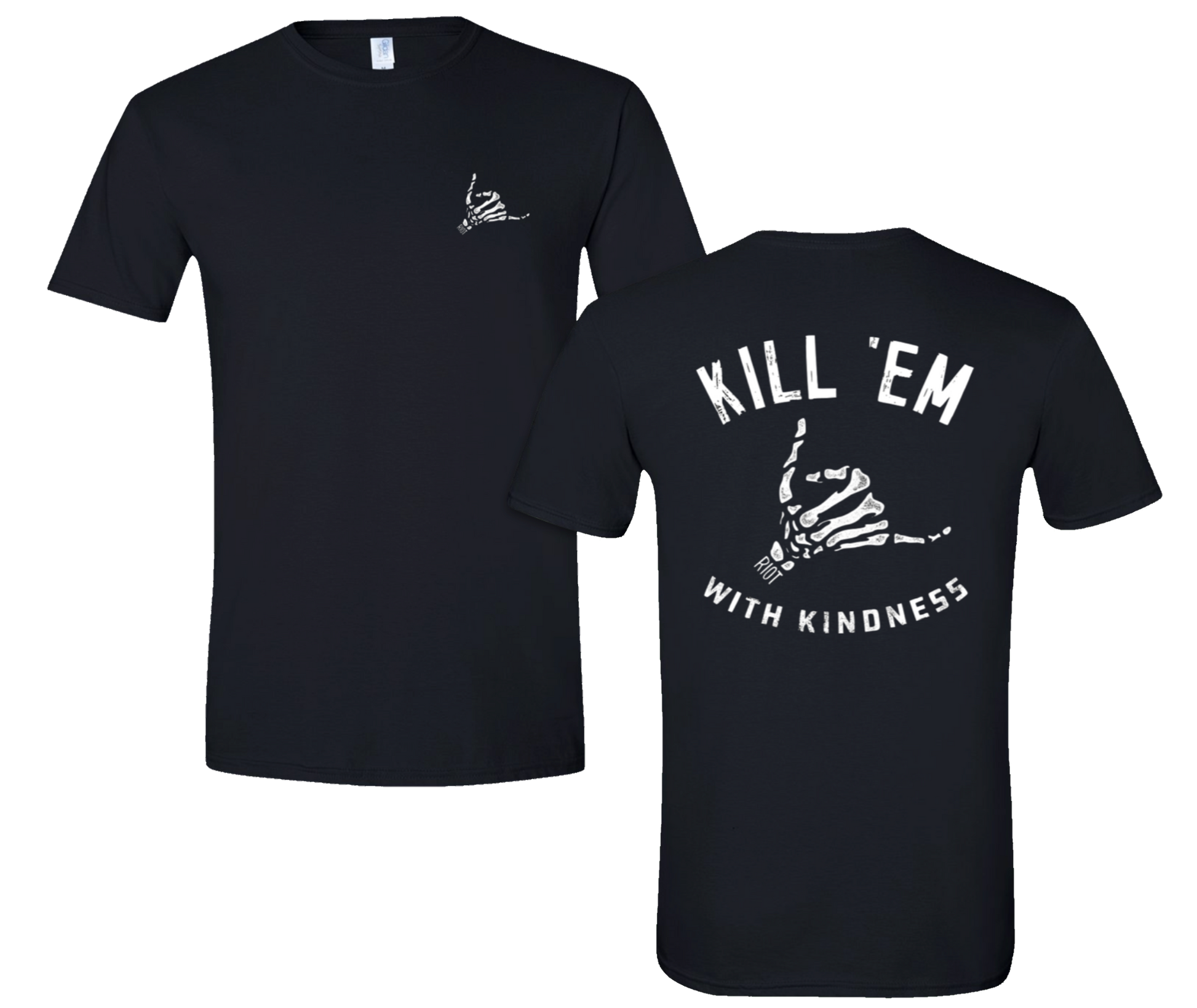 Mens Kill Em With Kindness T Shirt Funny Bloody Spooky Halloween Killer  Joke Tee